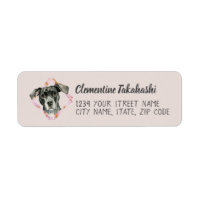 Cute Pink Pitbull Dog Return Address