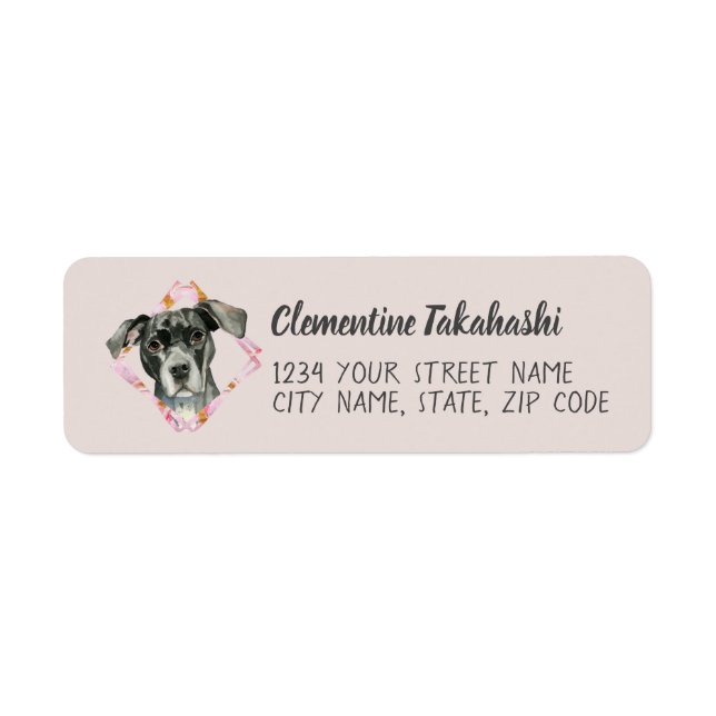 Cute Pink Pitbull Dog Return Address (Front)