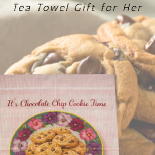 Cute Pink Plaid Baking Cookie Time  Tea Towel