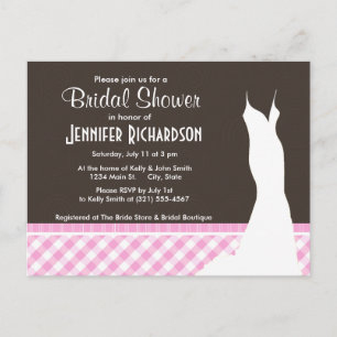 Cute Pink Plaid; Chequered Invitation Postcard