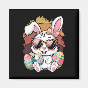 Cute Pink Plaid Pattern Easter Bunny Face Rabbit E Magnet