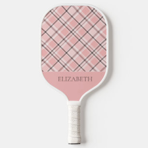 Cute Pink Plaid Pickleball Paddle