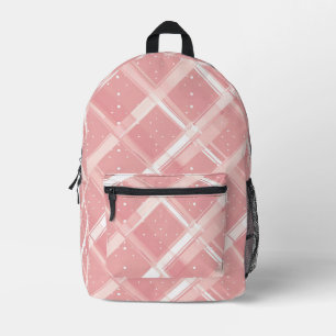 Cute Pink Plaid Print Printed Backpack
