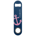 Cute Pink Polka Dot Anchor with Navy Custom Name