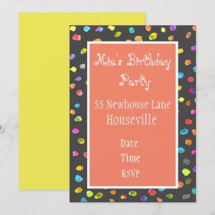 Cute pink polka dot art girl Party Invitation
