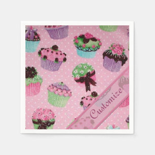 Cute Pink Polka Dot Cupcake Napkins