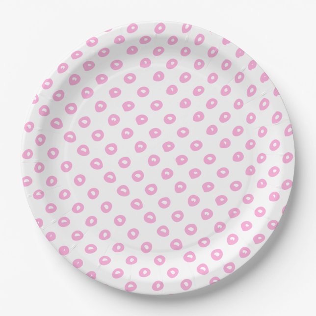 Cute Pink Polkadots | Baby Shower or Kids Birthday Paper Plate (Front)