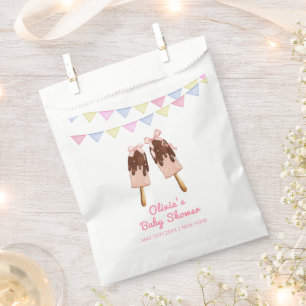 Cute Pink Popcicle Bow Ice Cream Baby Shower Favour Bags