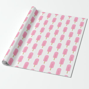 Cute Pink Popsicle Pattern Wrapping Paper