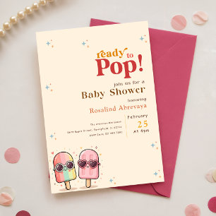 Cute Pink Popsicle Ready to Pop Baby Shower Invitation