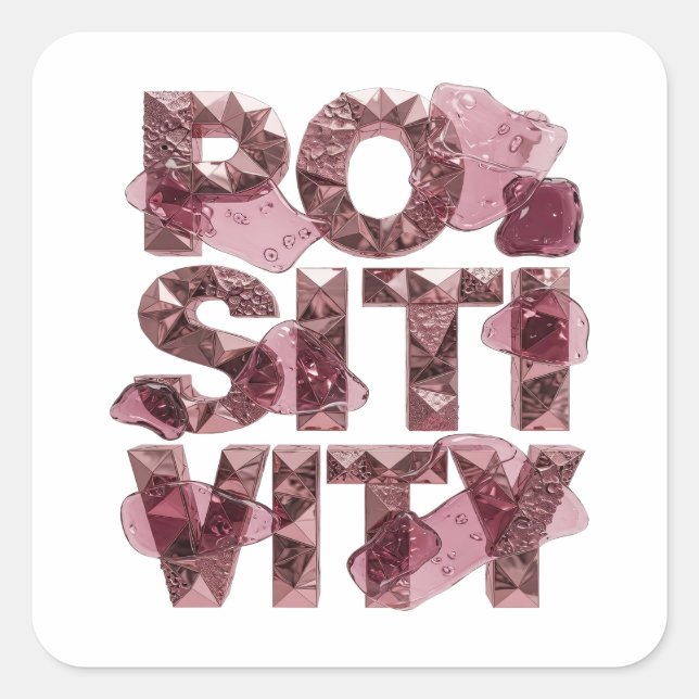 Cute Pink POSITIVITY Decal Art Square Sticker (Front)