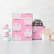 Cute pink pot bellied pig cartoon birthday