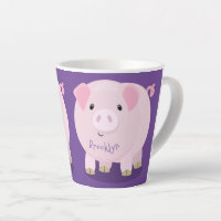 Cute pink pot bellied pig cartoon illustration