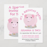 Cute pink pot bellied pig personalised birthday