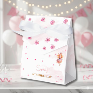 Cute pink princess and balloons birthday favour box