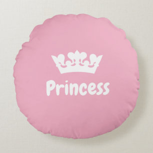 Cute Pink Princess Crown Girl Nursery Round Pillow