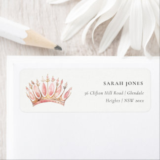 Cute Pink Princess Crown Tiara Floral Address