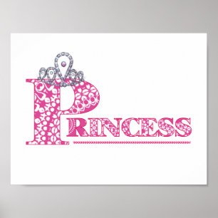Cute Pink Princess Girl's Word Art Poster Print