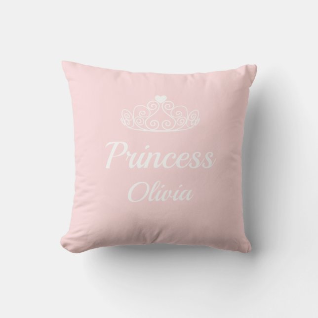 Cute Pink Princess Name with Tiara Personalizable Cushion (Front)