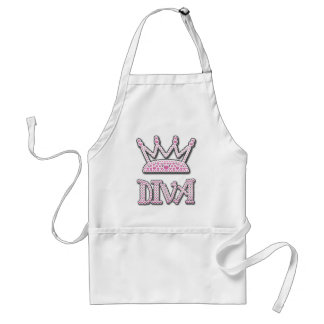 Cute Pink Printed Pearls Diva Princess Crown Standard Apron