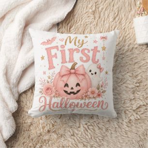 Cute Pink Pumpkin 1st Halloween  Cushion