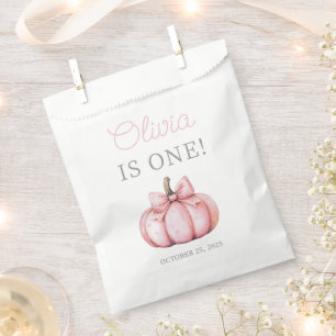 Cute Pink Pumpkin Baby Girl 1st Birthday Favour Bags