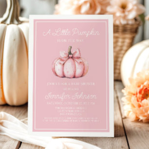 Cute Pink Pumpkin Baby Shower Invitation