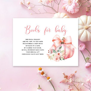 Cute Pink Pumpkin Books for Baby Enclosure Card
