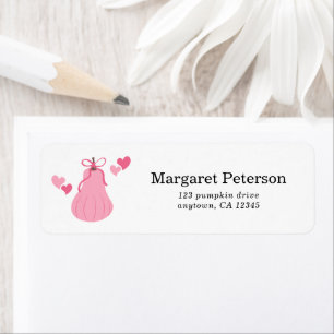 Cute Pink Pumpkin Bow Baby Shower Return Address