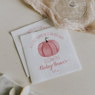Cute Pink Pumpkin Girl Baby Shower Napkin