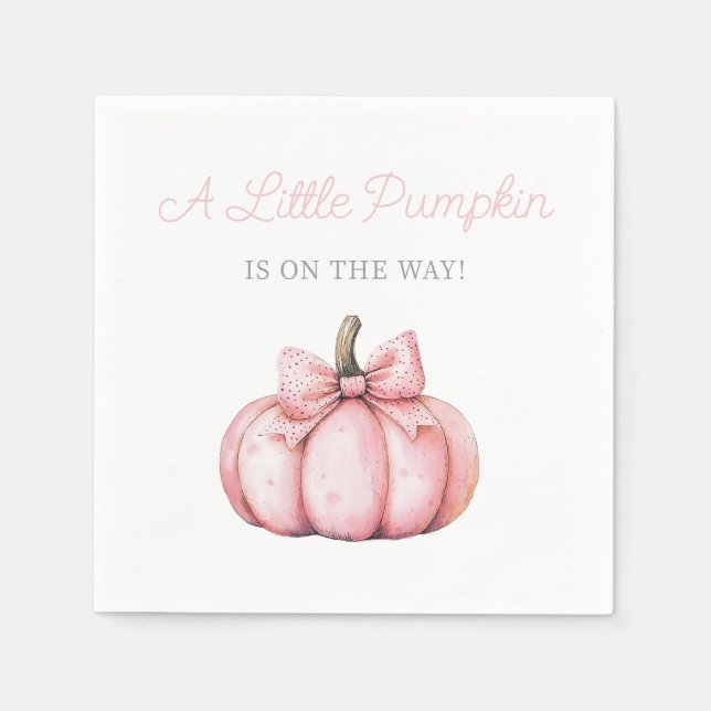 Cute Pink Pumpkin Girl Baby Shower Napkin (Front)
