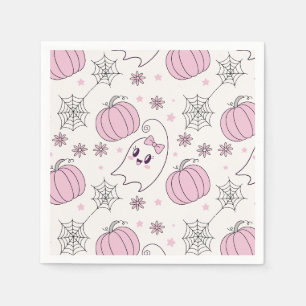 Cute Pink Pumpkin Halloween Pattern Napkin