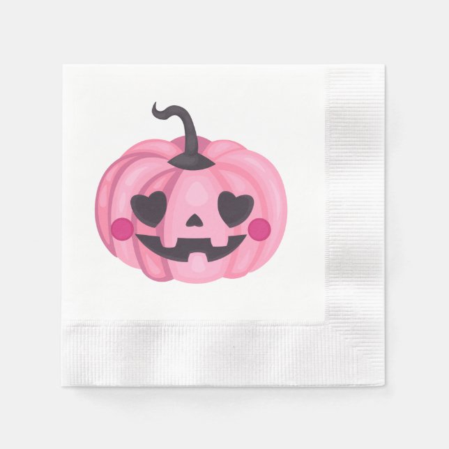 Cute Pink Pumpkin Paper Napkin (Front)