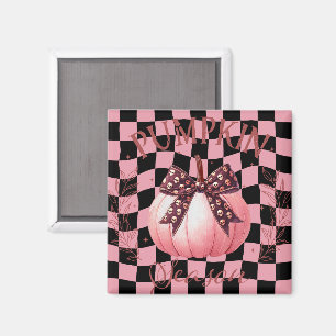 Cute Pink Pumpkin with Bow Magnet