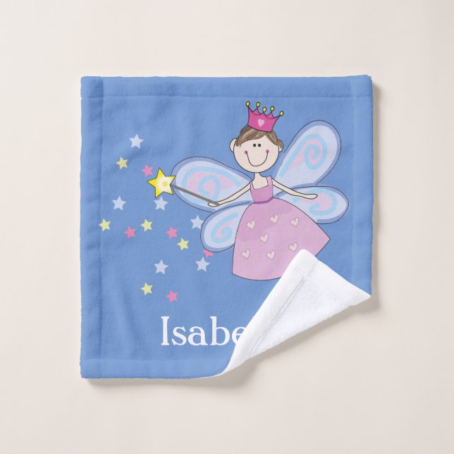 Cute Pink Purple Blue Fairy Cartoon Personalised Wash Cloth (Wash Cloth)
