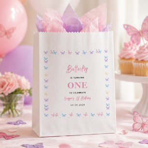 Cute Pink Purple Butterfly 1st Birthday for Girls Favour Bags