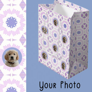 Cute Pink Purple Christmas Dog Lover Pet Mum Gift Medium Gift Bag