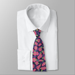 Cute Pink & Purple Flower Pattern Neck Tie