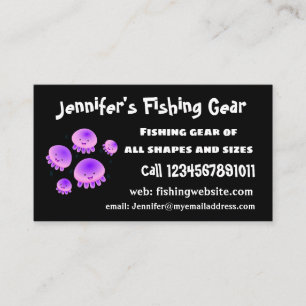 Cute pink purple jellyfish kawaii cartoon business card