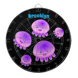 Cute pink purple jellyfish kawaii cartoon dartboard