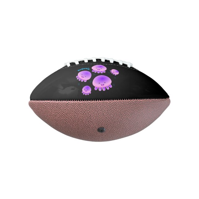Cute pink purple jellyfish kawaii cartoon football (Rotated 270)