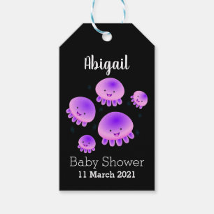 Cute pink purple jellyfish kawaii cartoon  gift tags