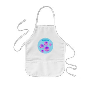 Cute pink purple jellyfish kawaii cartoon kids apron