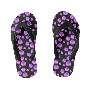Cute pink purple jellyfish kawaii cartoon kid's jandals
