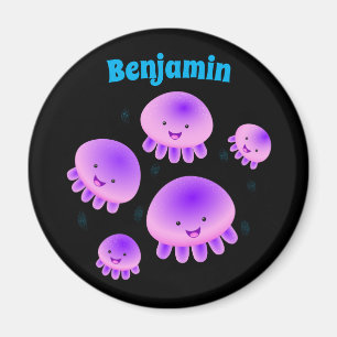 Cute pink purple jellyfish kawaii cartoon magnet