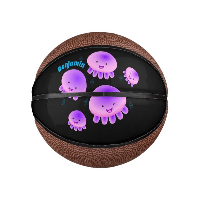 Cute pink purple jellyfish kawaii cartoon mini basketball (Front)