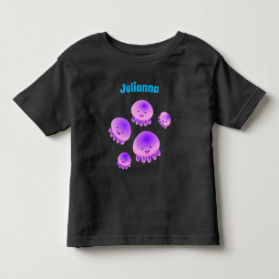 Cute pink purple jellyfish kawaii cartoon toddler T-Shirt
