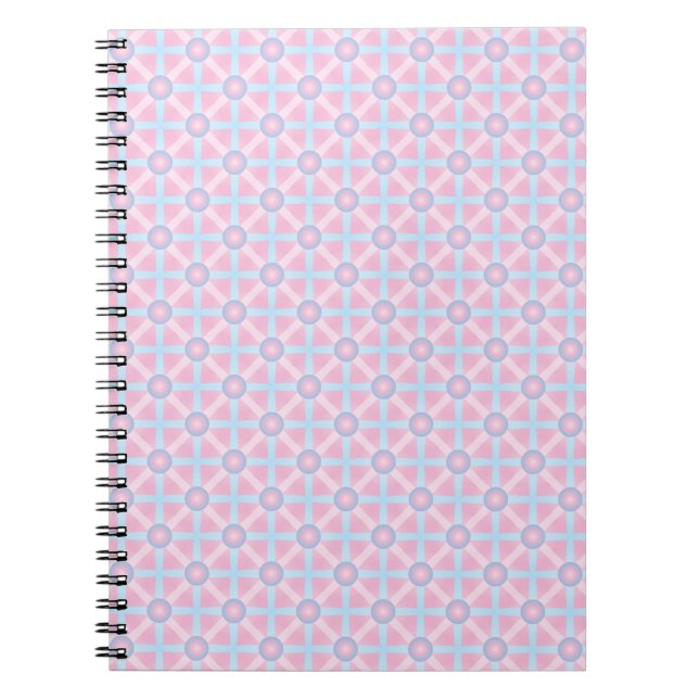 Cute Pink, Purple & Light Blue Pattern Spiral Notebook (Front)