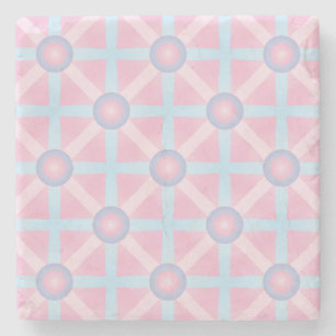 Cute Pink, Purple & Light Blue Pattern Stone Coaster