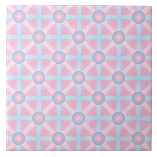 Cute Pink, Purple & Light Blue Pattern Tile (Front)